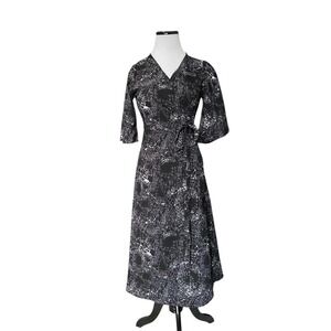 Disturbia‎ Spellwork Midi Wrap Dress Size US 4 UK 8 Black Goth Witchy Grunge Emo
